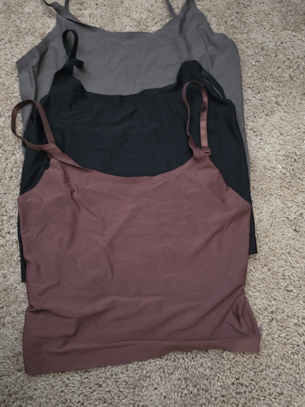 Women's Seamless Cami Tank Top - Brown, Black, Gray - Unbranded